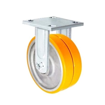 Casterhq 6"x2" Dual Wheel Rigid Fixed Caster, Polyurethane on Aluminum, Mai C47CR620DUA63MDW-03